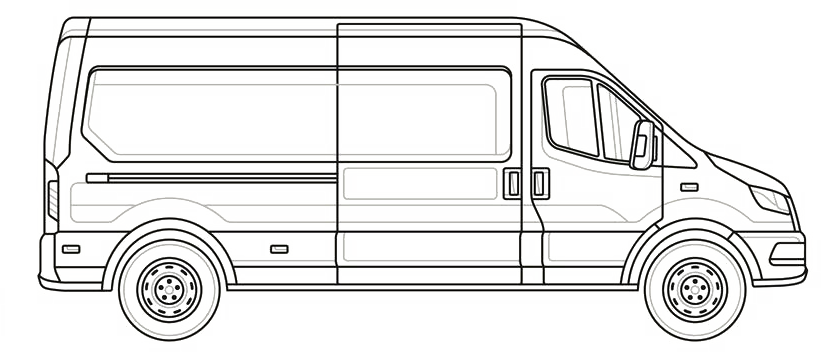 Vue latérale de l'utilitaire